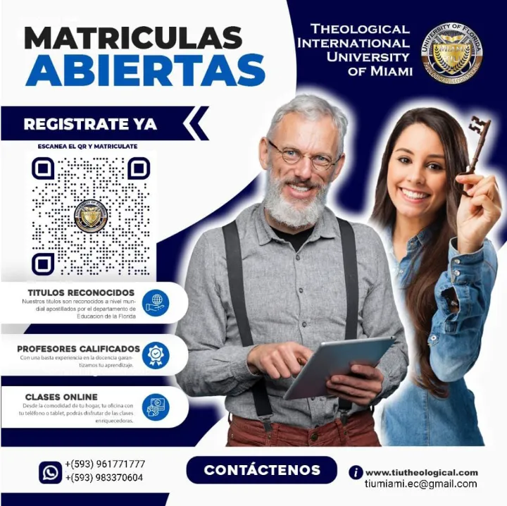 Matrículas on line abiertas Universidad Teológica MIAMI TIU